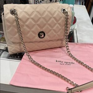 Kate Spade Beige Quilted Shoulder Bag